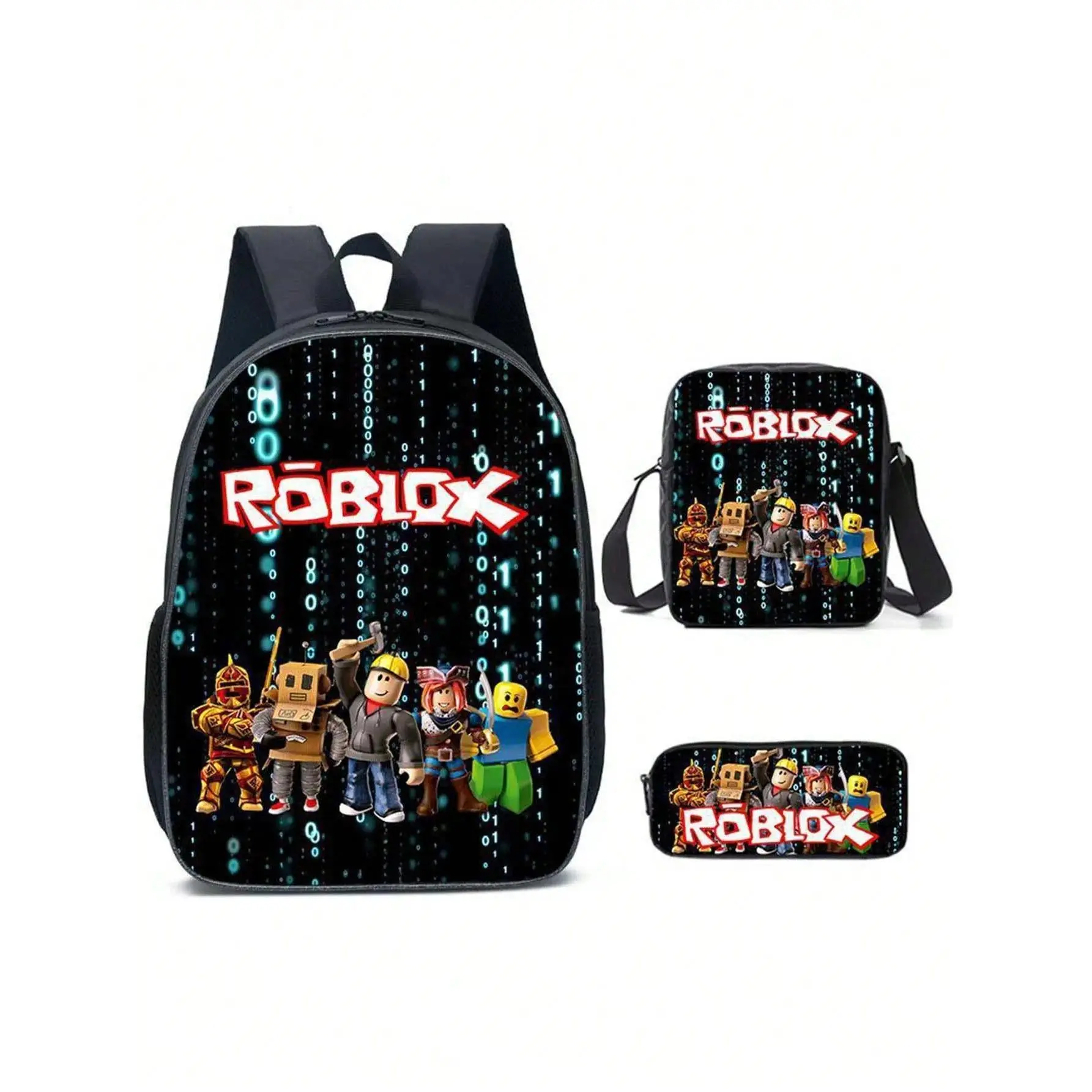 Roblox Animated Character Casual Backpack - Lightweight, Easy-Wipe, Large Expanded Capacity, Multi-Pocket Layered Storage, Zippered Closure, Reinforced Bottom, Widened Body, Sturdy Handle for School/Travel Campus Life