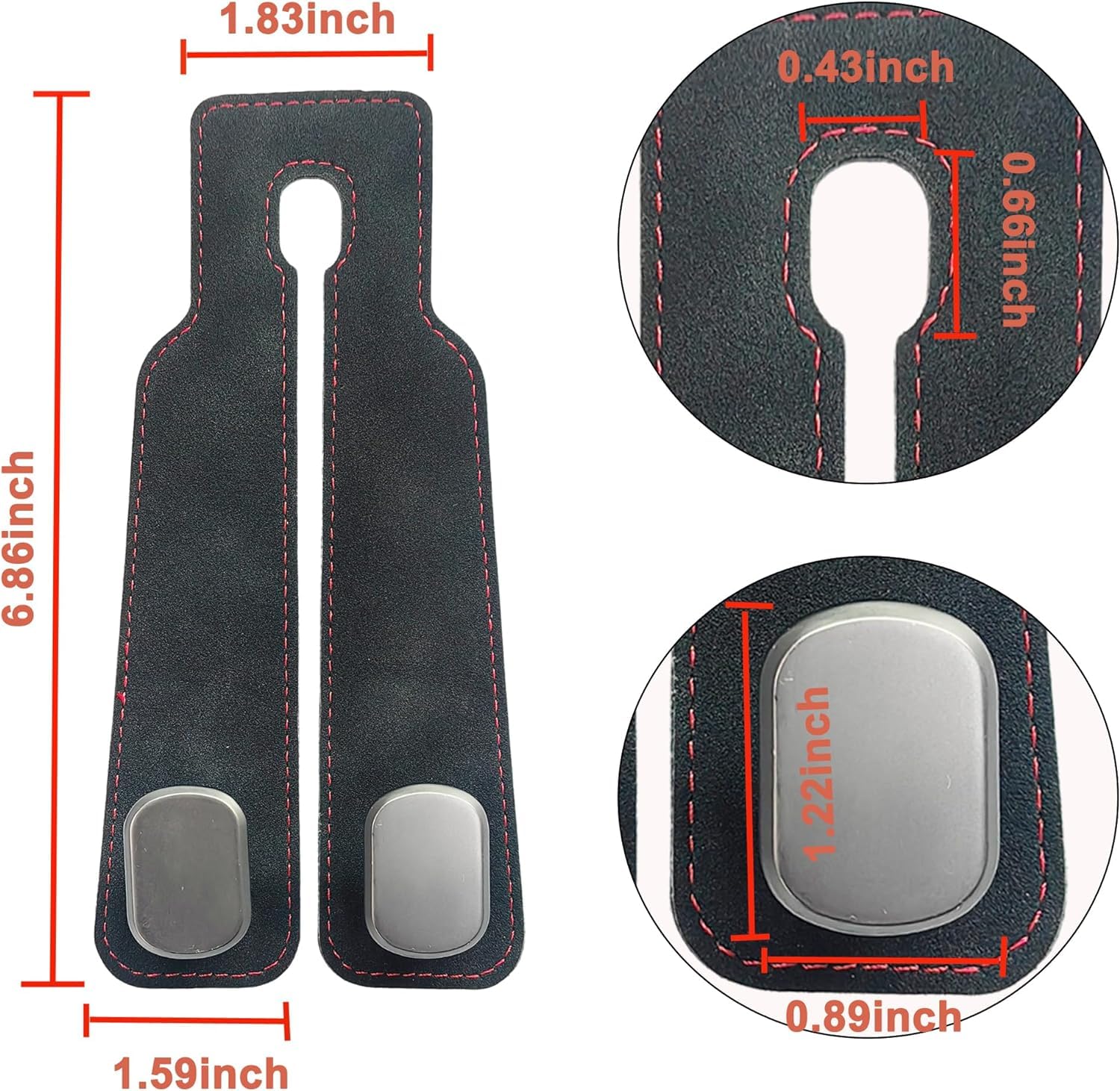 2 Pack Car Seats Hooks for Headrest, 2-in-1 Premium Leather Car Headrest Hanger with Metal Hooks, Car Seat Back Storage Hooks for Purses, Handbags, Phone (Black)