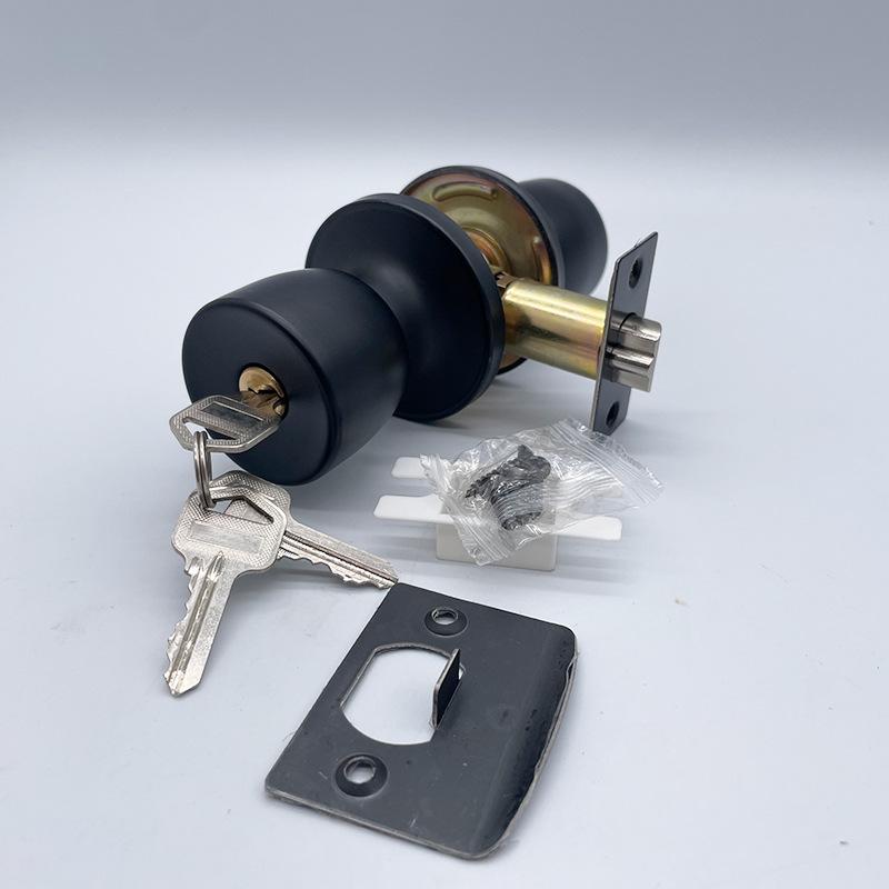 Door Knob with Lock and Key, Round Ball Lock Interior/Exterior Door Knob, Door Hardware for Bedroom Or Bathroom