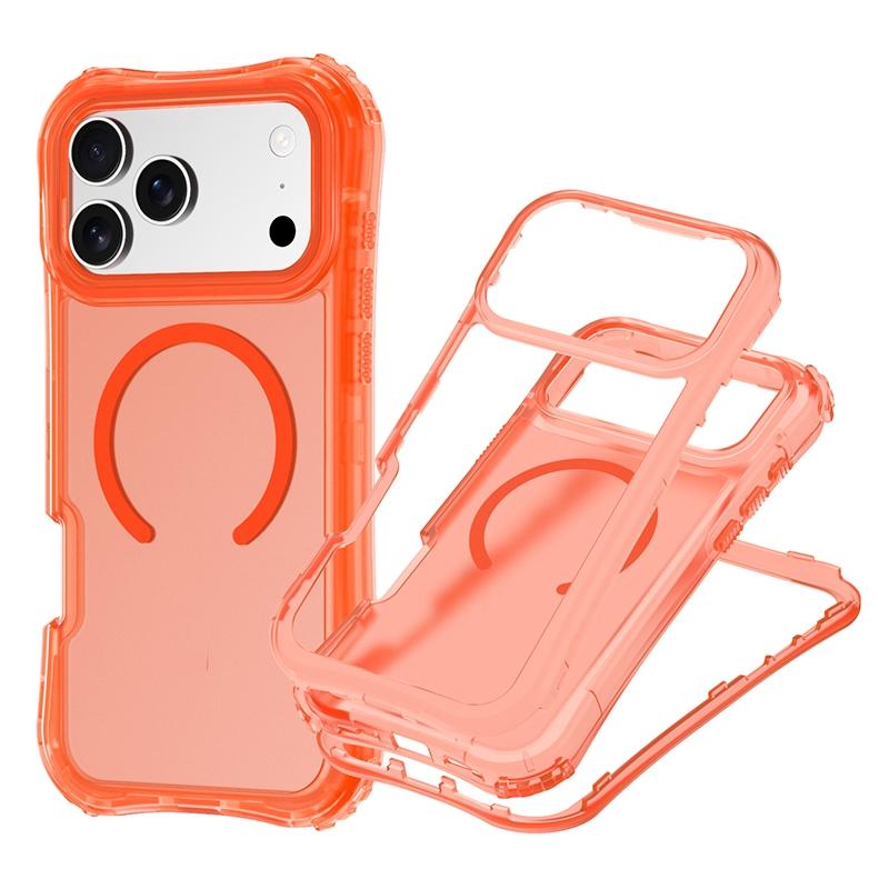 Armor 3IN1 PC+TPU Magnetic Charging Clear Case For iPhone 17 AIR 17 Pro Max Wrist Strap Shockproof Bumper Cover