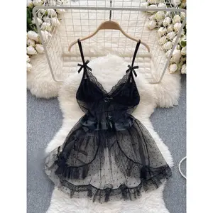Woman Plus Size Sexy V-Neck Strap Dress Lace Trim Slim Short Dress Women Fashion Comfortable Dress Party Hotsweet