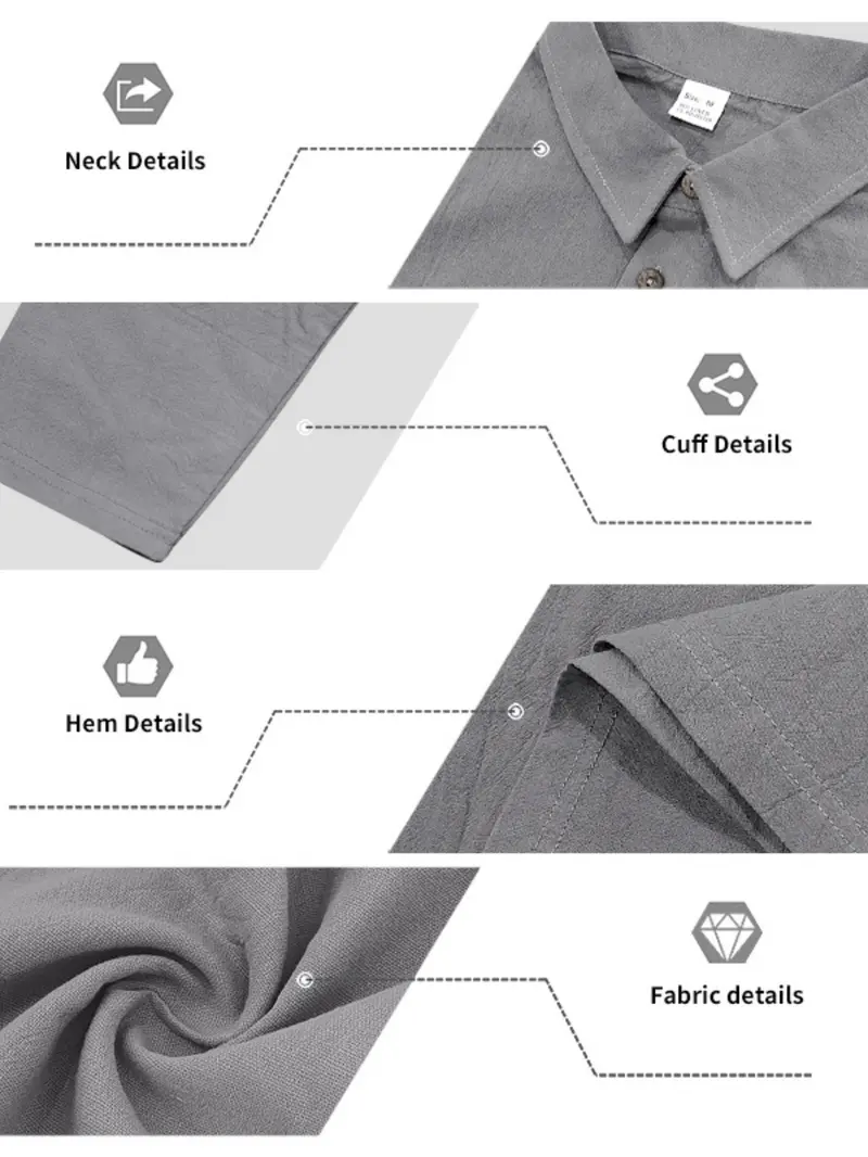 Men's Natural Linen Casual Set, Polo Neck Shirt & Loose Long Pants, Breathable Textured Fabric, Spring Summer, Versatile Men's Natural Linen Casual Set, Polo Neck Shirt & Loose Long Pants, Breathable Textured Fabric, Spring Summer, Versatile
