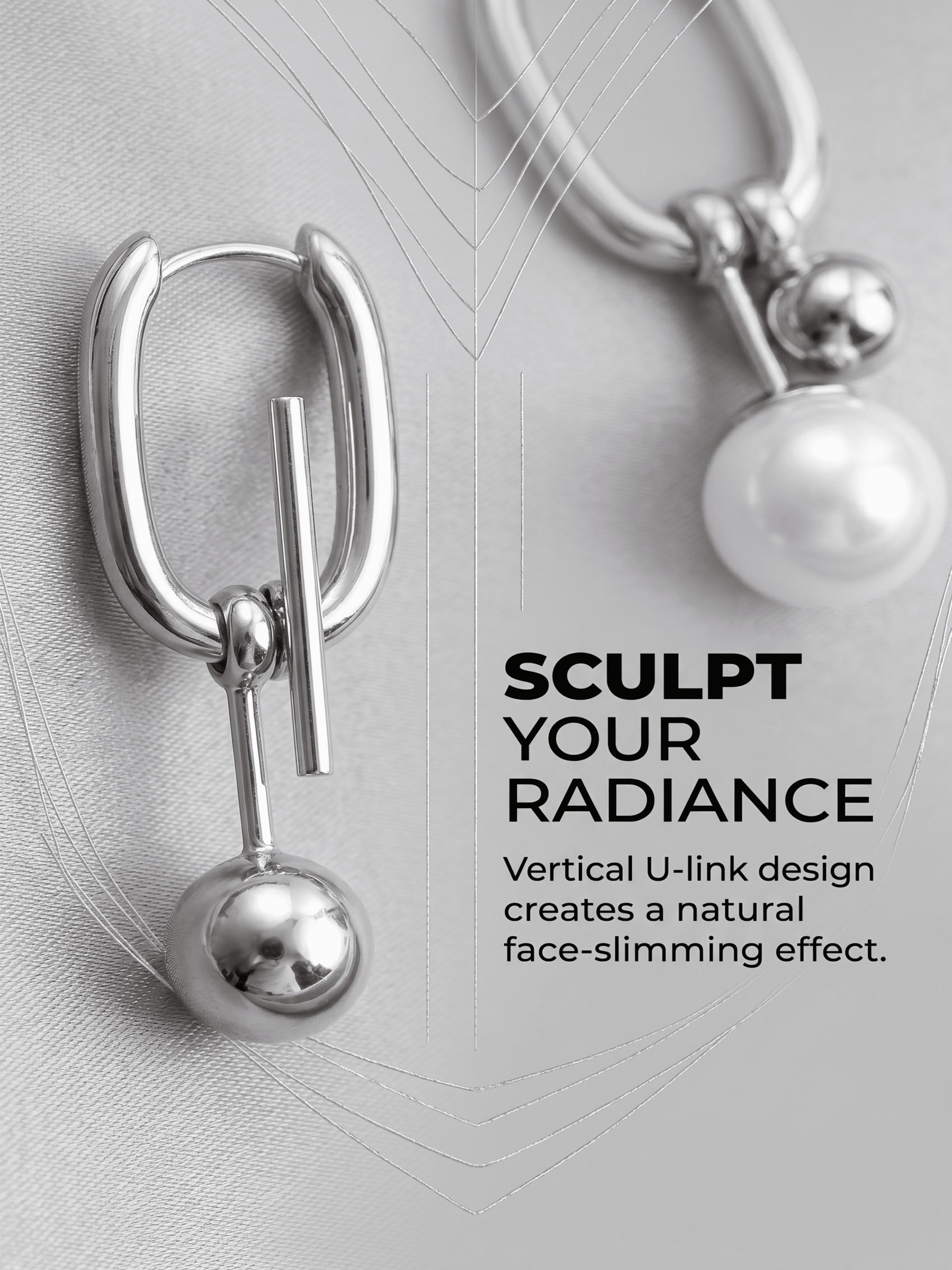 Asymmetrical Pearl Drop Earrings, Minimalist U-Shaped Metal Design, Enhances Facial Shape, Elevates Daily Details
