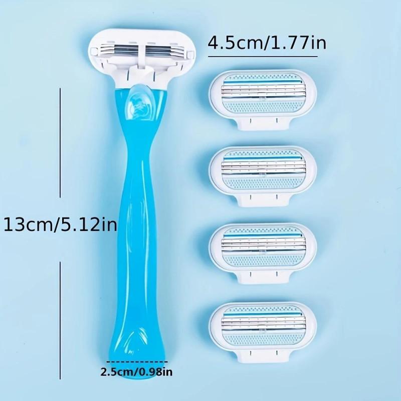 Unisex Manual Razor Set, 9 Pieces Including Handle & 8 Replacement Heads, Stainless Steel Blades, Safe Replaceable Shaving Heads