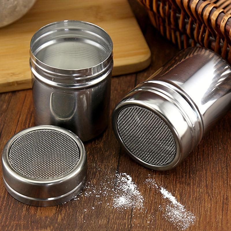 1-piece stainless steel shaker with lid and fine mesh strainer, suitable for baking soda, cocoa powder, cornstarch, and coffee grounds—commercial-grade kitchen tools, kitchen storage | modern kitchenware | durable / spice jars, pepper shakers, and shakers