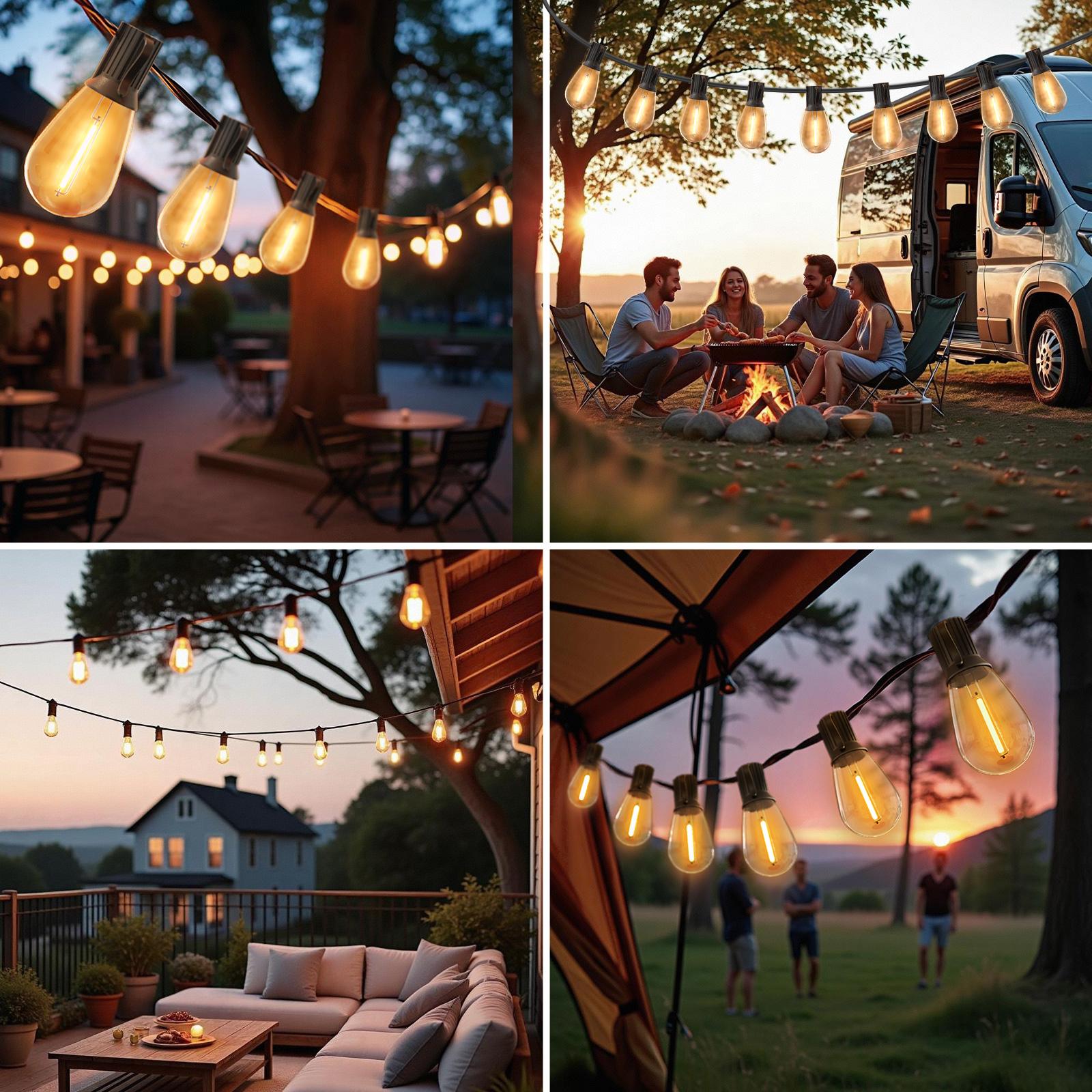 DAYBETTER Outdoor S14 solar string lights IP65 waterproof 3 lighting modes super bright LED lights suitable for terrace, backyard, porch(New & Old Styles Mixed Delivery)