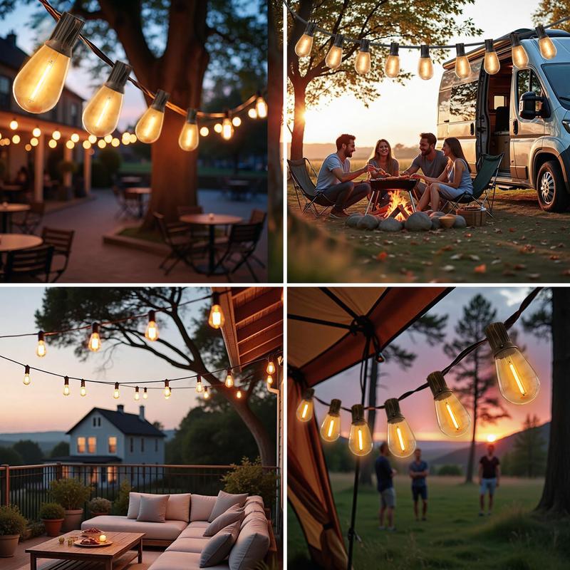 DAYBETTER Outdoor S14 solar string lights IP65 waterproof 3 lighting modes super bright LED lights suitable for terrace, backyard, porch(New & Old Styles Mixed Delivery)