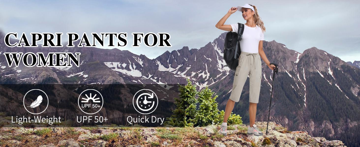 MoFiz Capri Pants for  Lightweight Ice Cool Capris for  Casual Summer Trip Loose Shorts with Zipper Pockets