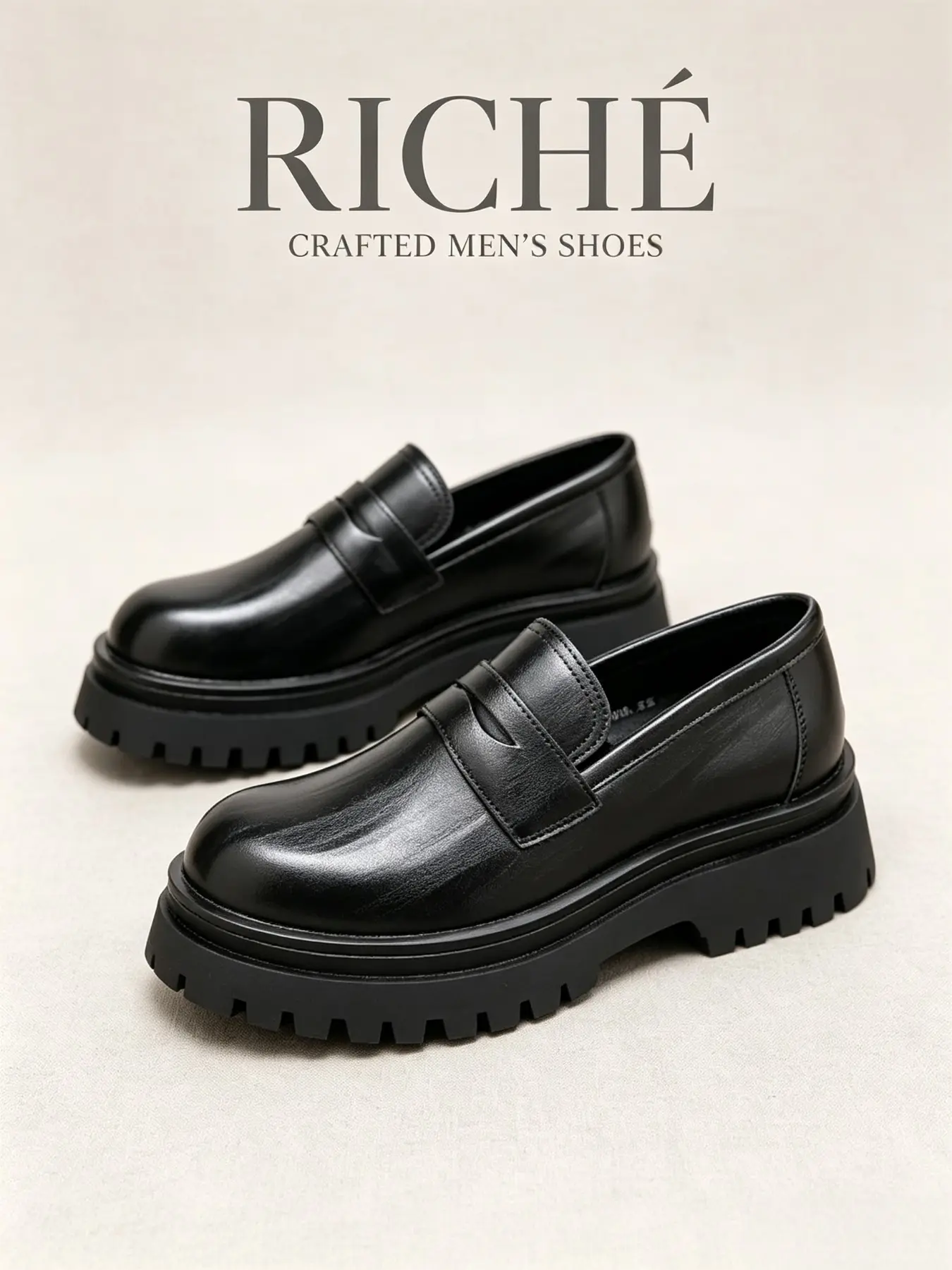 Men's Thick Sole Penny Loafers, British Style Slip-On Casual Shoes, Height-Boosting Rubber Sole, All Seasons Fashion Footwear
