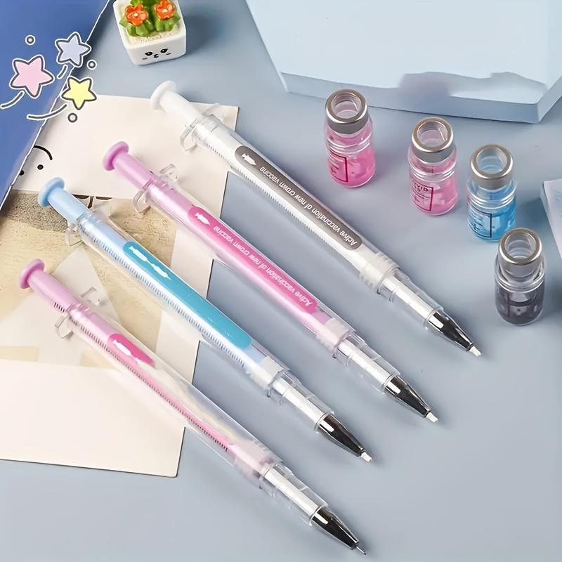 6pcs/set Medical Syringe Gel Ink Pens - Realistic Squeeze-Activated Rollerball Pens with Gel Refill System, Squeeze-to-Write Action for Nurses, Doctors, Medical Students - Durable Plastic Vaccine-Themed Writing Tools