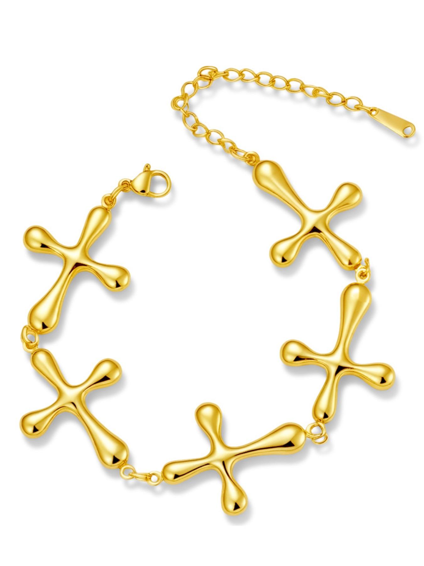 Multiple Styles Zircon Bracelet Crown Heart Moon Star Gold Color Stainless Steel For Women Summer Party Jewelry Gifts