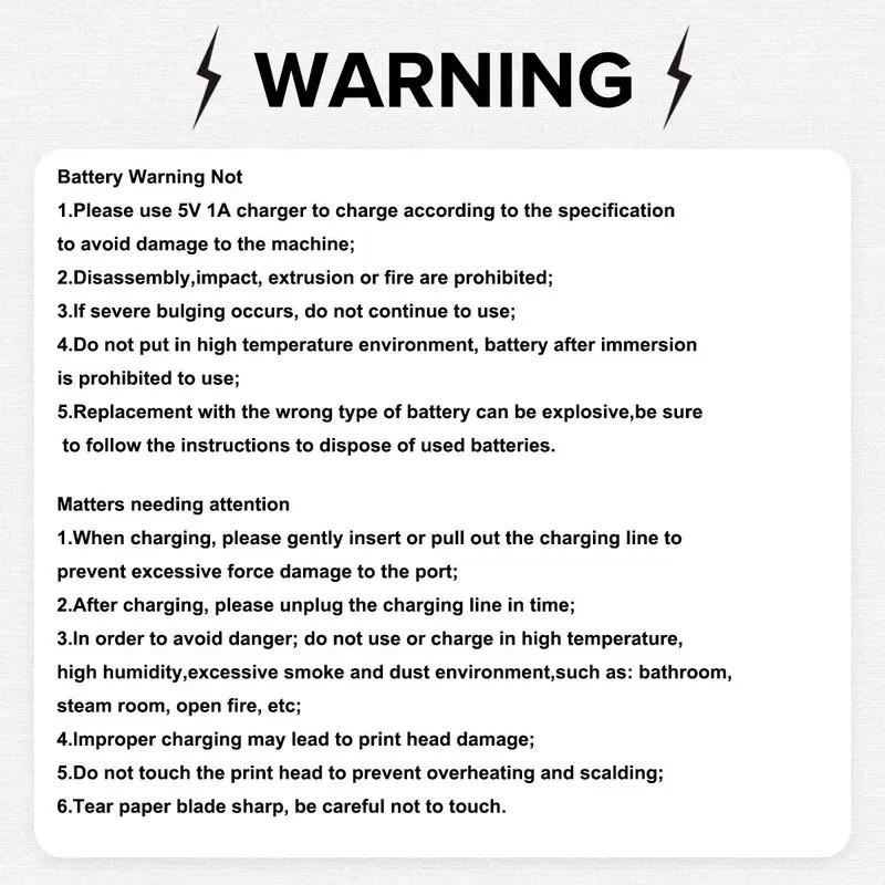 Portable Mini Printer, USB Rechargeable Wireless Thermal Printer with Paper, Ideal for Home Office School Portable Photo Printer, Print Photos