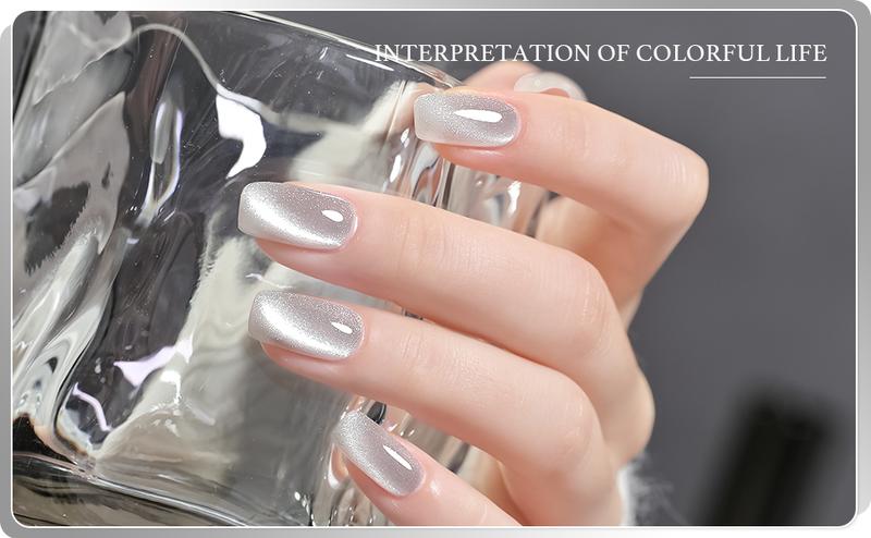 GAOY Holographic Glitter Cat Eye Gel Polish Set of 6 Colors with Free Magnet Holiday Gift Pick UV LED Soak Off Nail Polish Home DIY Manicure Nail Salon Varnish