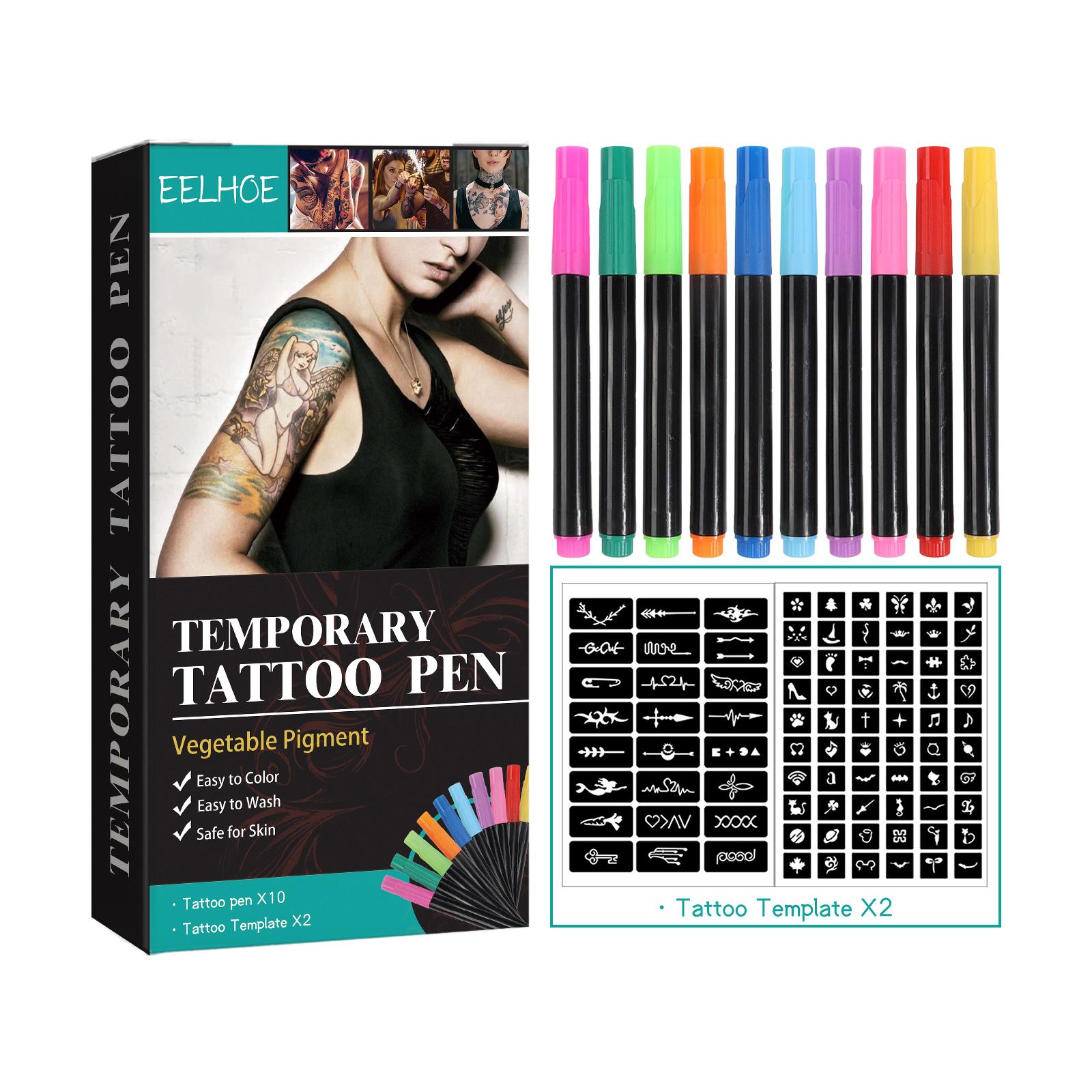 EELHOE Temporary Tattoo Pen, Face Arm Body Multi-Color Painting DIY Makeup Graffiti Decoration Tattoo Pen tattoo  sticker Peel Mehndi Stencils Henna