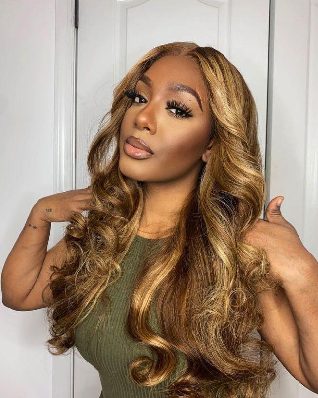 Tuneful HD Transparent 13x6 Lace Front Hair Wigs P4/27 Highlight Raw Brazilian Body Wave Pre Plucked Human Hair Wig 180 Density 99j Lace Frontal Wigs For Women