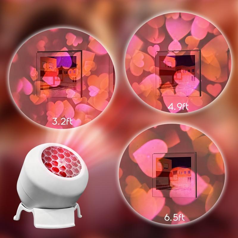 USB Powered Love shape projection light, Dynamic rotating projection lamp with Love Patterns for Indoor and Outdoor Festive Decorations, Valentine'S Day, New Year, Wedding Parties