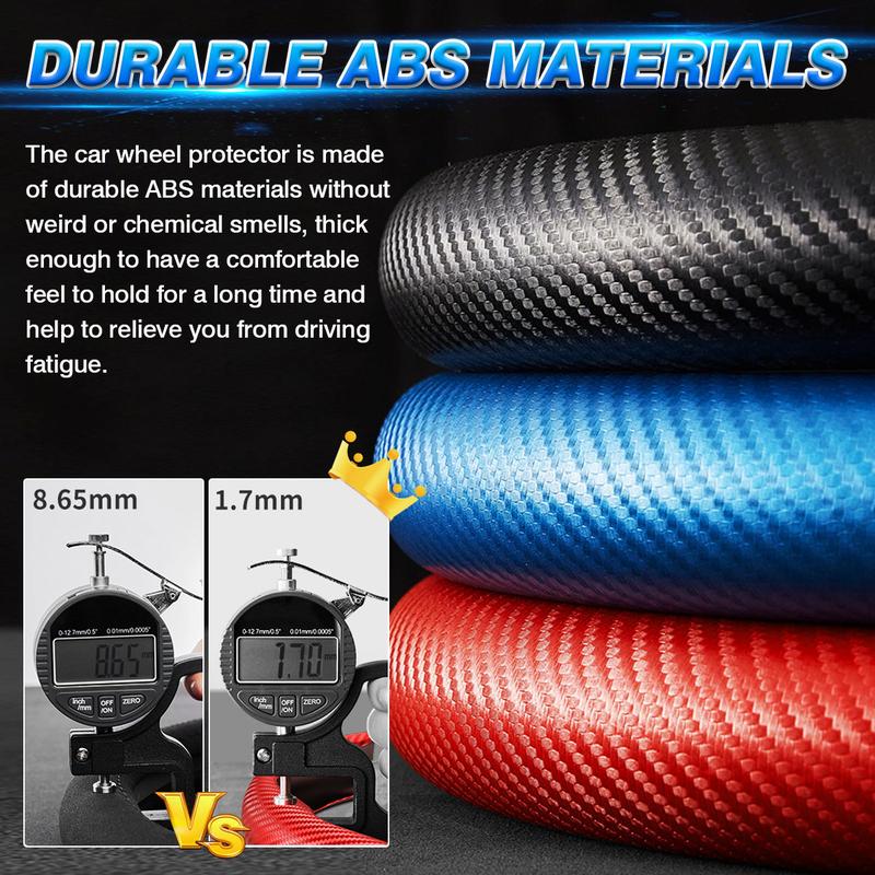 Canvcle 3 Piece Carbon Fiber Steering Wheel Cover, Car Steering Wheel Cover for Men/Women, Anti-Slip, Comfortable Grip, Durable, Universal for 99% Car Interior Accessories