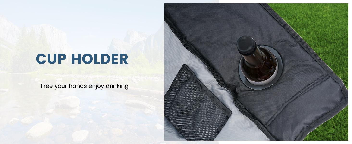 Lilypelle Oversized Rocking Chair for Camping & Patio – Fully Padded, High Back, Cup Holder, Cooler Bag – Heavy Duty Folding Recliner for Adults, 400lbs