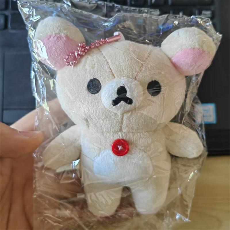 12cm Kawaii Rilakkuma Korilakkuma Plush Toy Keychain Kawaii Brown White Bear Stuffed Bag Charm Cute Birthday Gifts Girl
