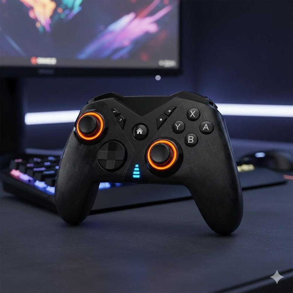 Pro Gaming Wireless Bluetooth Esports Controller for Switch PC Android Steam & Cloud Gaming. Ergonomic Adjustable Grips, High Precision Joysticks, Programmable Macros & Vibration. Dual-Mode Professional Gamepad, Rechargeable Portable Controller.