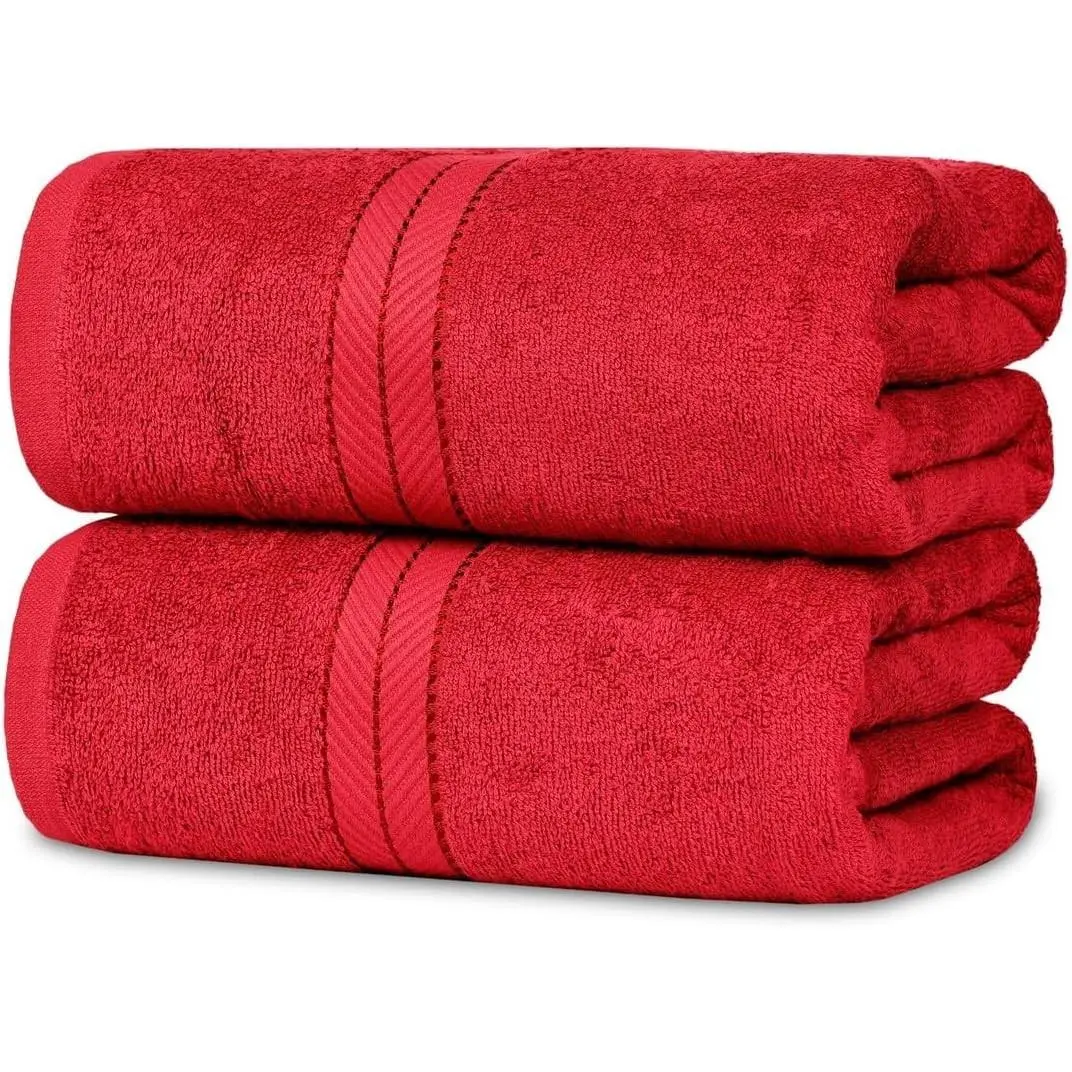 Extra Large Bath Sheets 36x72 Inch, 100% Cotton, 2 Pack Set | Oversized Cotton Bath Sheets for Adults, Absorbent Quick Dry Shower Towels for Bathroom, Spa, Pool, Red, 2 Pack Set Home Use