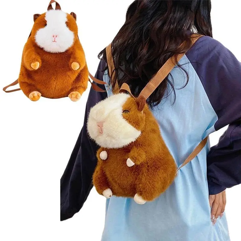 Cute Cartoon Guinea Pig Plush Backpack Soft Stufted Animal Dolls Kawaii Piggy Plushies Bag Student's Backpack Women's Handbag