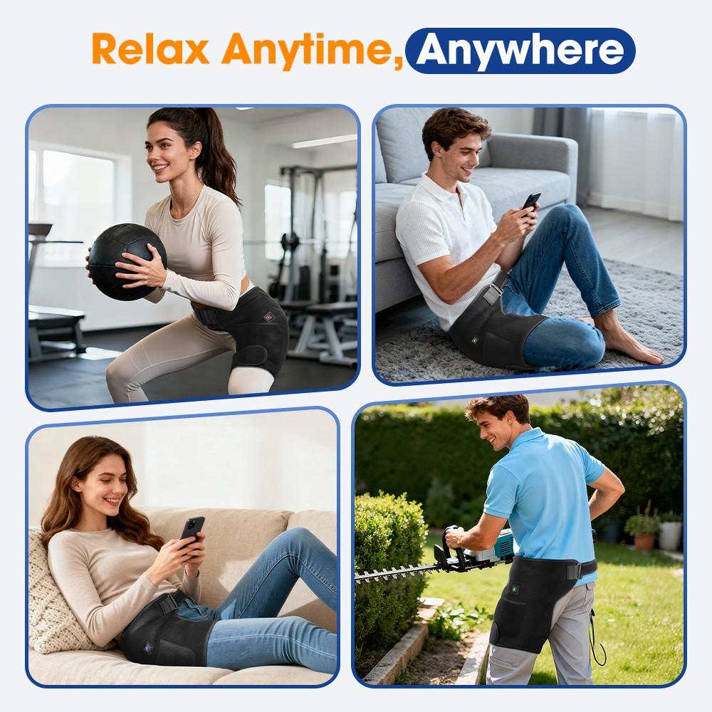 Light Heat Hip & Thigh Wrap, 660nm LED Bulbs, 3 Modes, Hip Heating Pad, Hip Joint Heating Massager, USB Powered（Battery not Include）