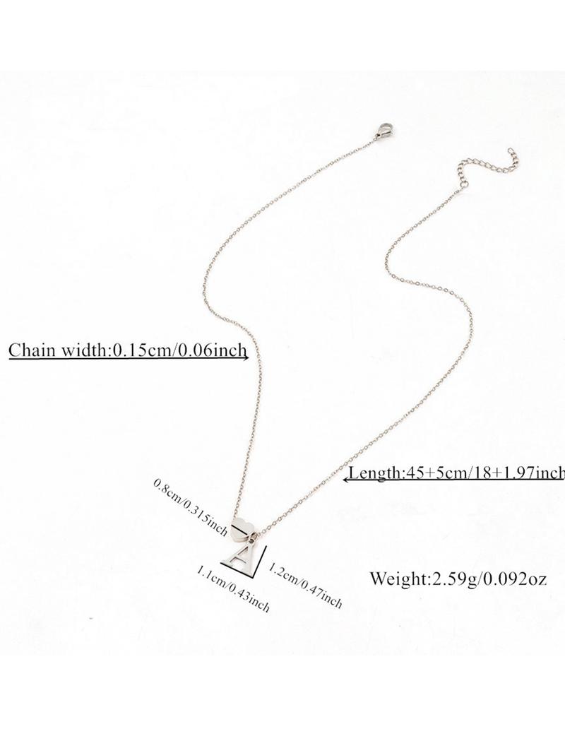 Letter & Heart Charm Necklace for Women, Classic Jewelry for Girls Gift, Fashion Jewelry for Party, Daily Clothing Decor, Exquisite Chain Jewelry for Gift