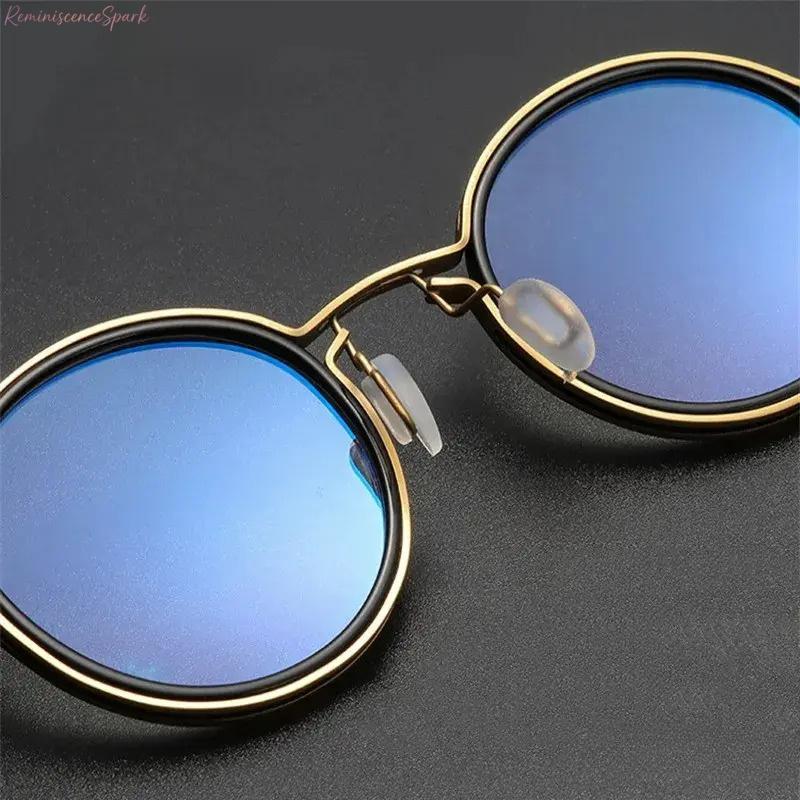 Unisex Metal Round Anti Blue Light Eyeglasses, Slim lightweight clear lens design, eye protection fashion eyewear suitable for home office, computer use, study and everyday casual outfits