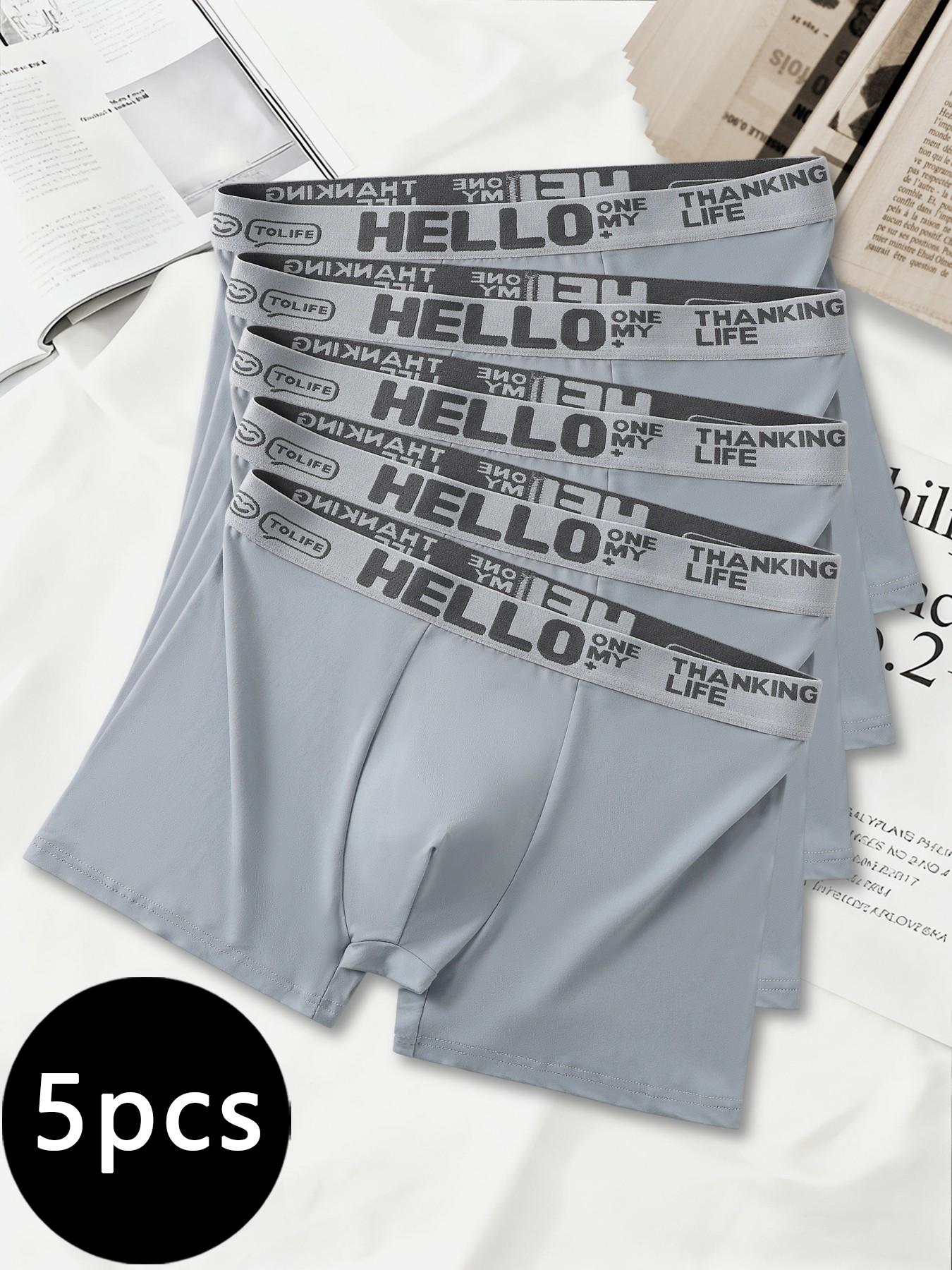 Light gray men's boxer briefs, solid color, soft and breathable, minimalist style men's underwear