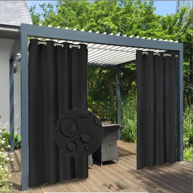 Modern Style Outdoor Waterproof Sunproof Curtain, Breathable Mesh for Porch Gazebo Pergola, UV Protection Rainproof Mold Resistant