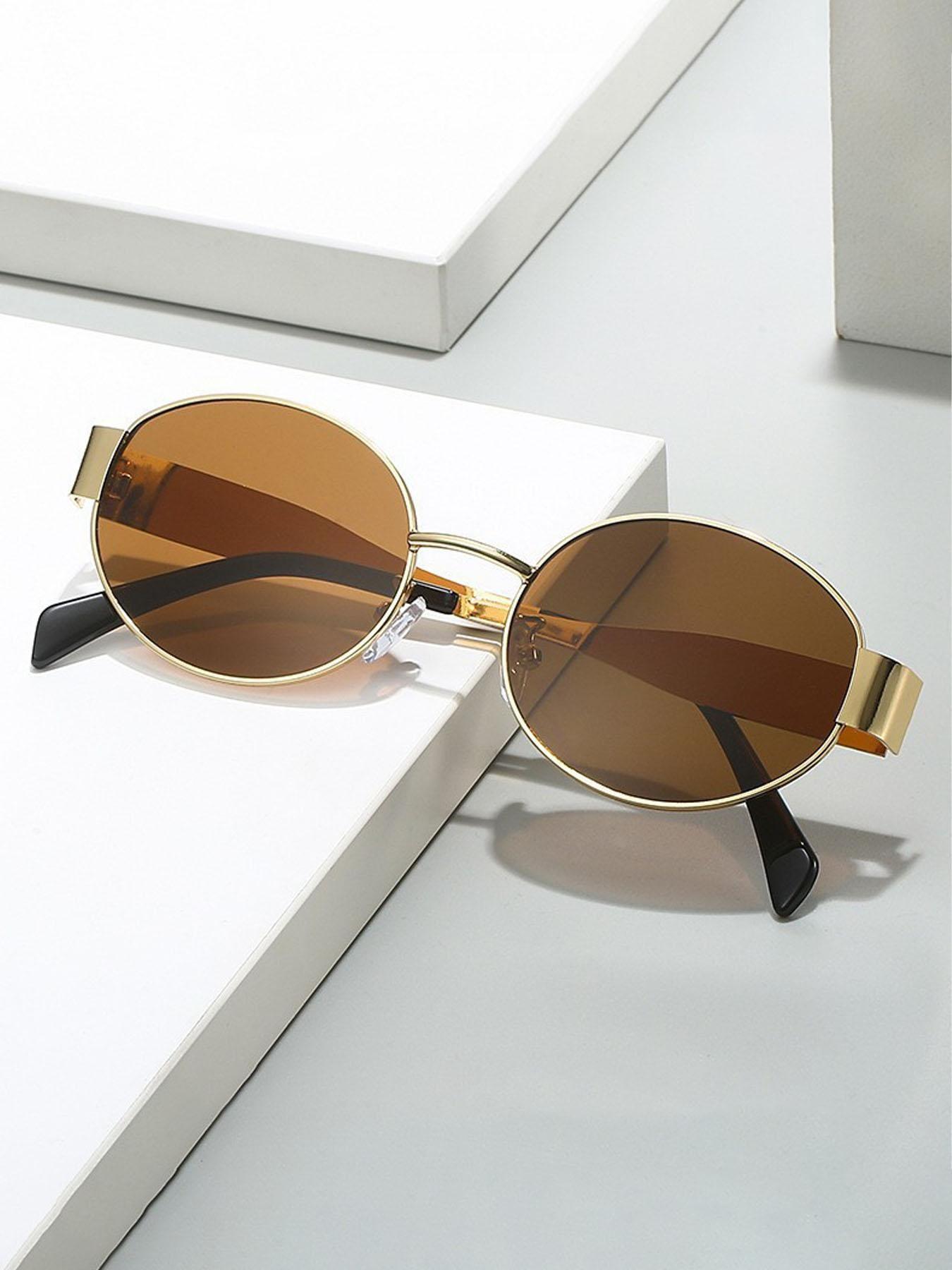 Women's Vintage Oval Frame Sunglasses, Trendy Casual Sunglasses for Everyday Use, Fashion Accessories for Outdoor Activities