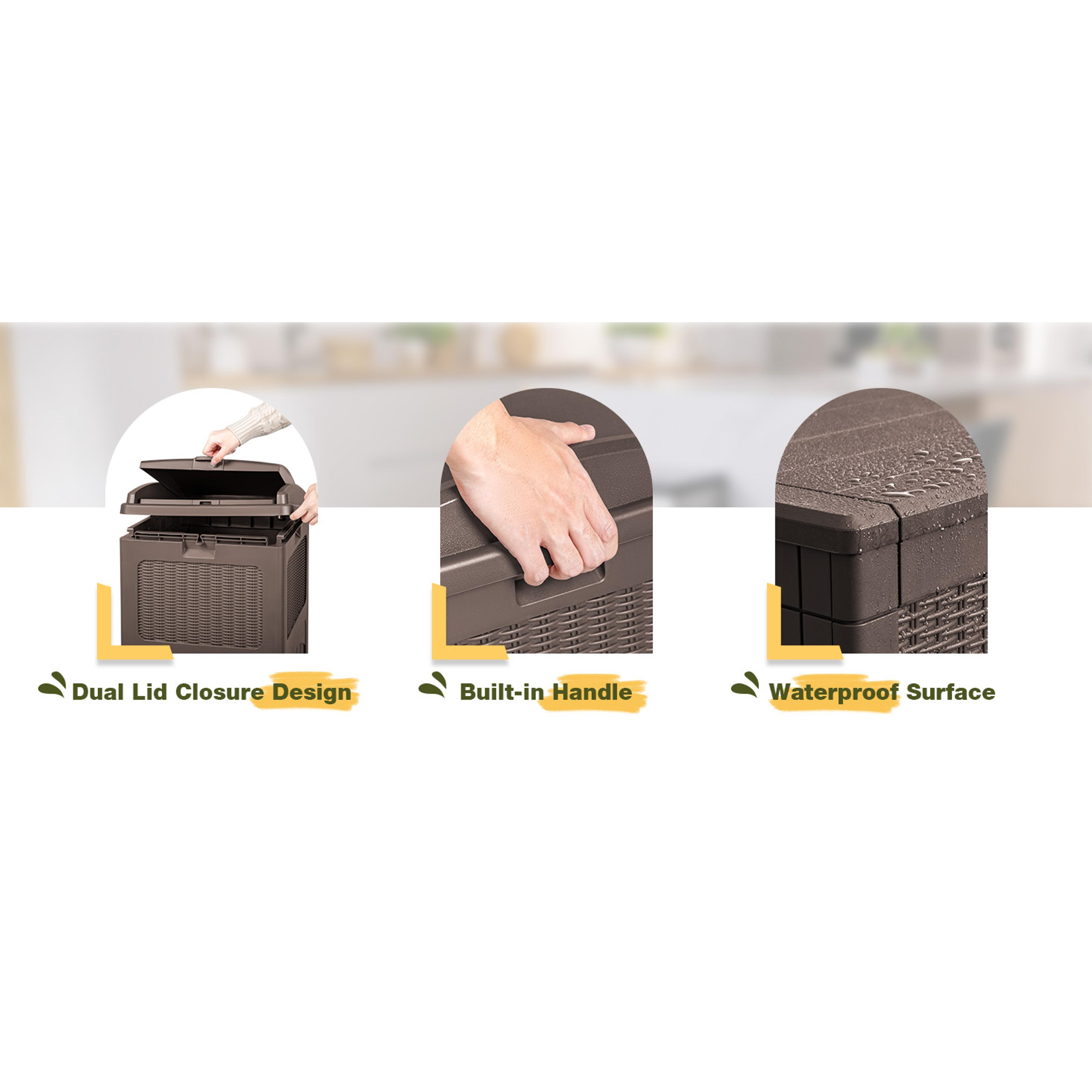 33 Gallon Outdoor Trash Can, Hideaway Garbage Bins with Tiered Lid, Waterproof Resin Outside Waste Bins for Patio, Outside Pool, Backyard and Deck(1, Deep Brown) 33 Gallon Outdoor Trash Can, Hideaway Garbage Bins with Tiered Lid, Waterproof Resin Outside Waste Bins for Patio, Outside Pool, Backyard and Deck(1, Deep Brown)