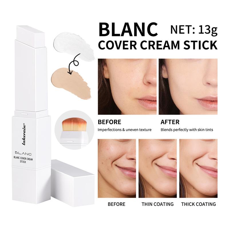 Two-In-One Color-Changing Foundation Stick Lightweight Brightening Concealer, Portable Makeup tinted foundation stick for Flawless Skin