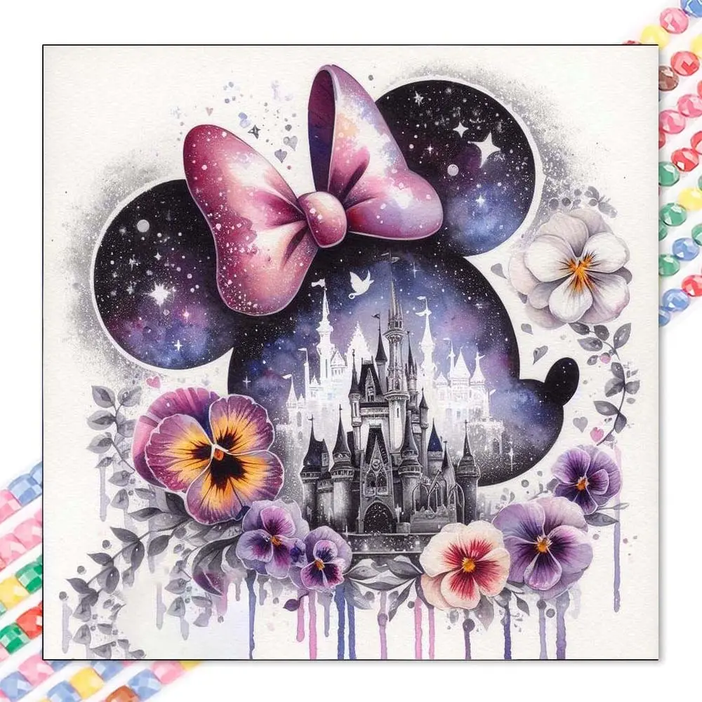 1 DIY diamond painting kit, 5D diamond art set, DIY decoration, Mickey Mouse bow. Diamond painting kit with full round drills, mosaic, diamond art, DIY art home decoration, suitable for Christmas.