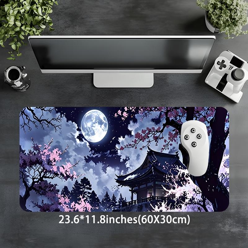 Japanese Style Anime Pattern Mouse Pad, Rectangle Gaming Mouse Pad, Office Desk Keyboard Mat for Home Office Desk