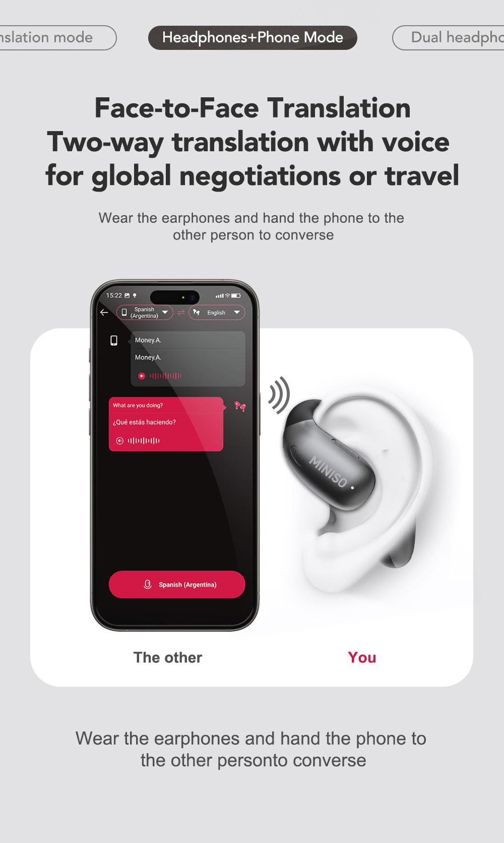 MINISO X28 OWS Open Ear Wireless Bluetooth Earbuds Support 135 Languages Real Time Bluetooth 58H Playback HIFI Stereo Fast Charging