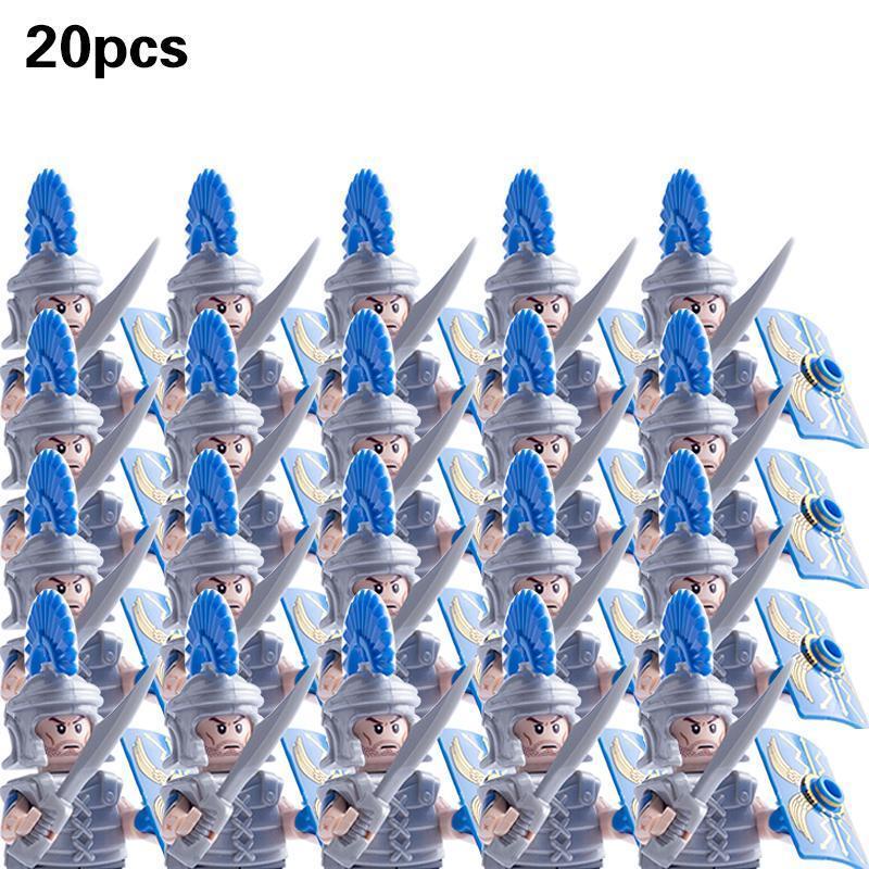 2026 new Medieval Military Sets Action Figures Building Blocks Bricks Roman Knight Spartan Soldier Helmet Sword WeaponsToys For Children