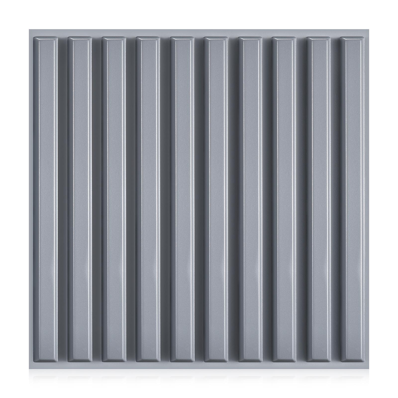 FLOLEOPA 3D Wall Panel Fluted Stripe Design PVC Waterproof Fireproof 11.8x11.8 Inches Decorative Modern Home Interior Vinyl Black for Living Room Bedroom Kitchen Dining Room Backdrop