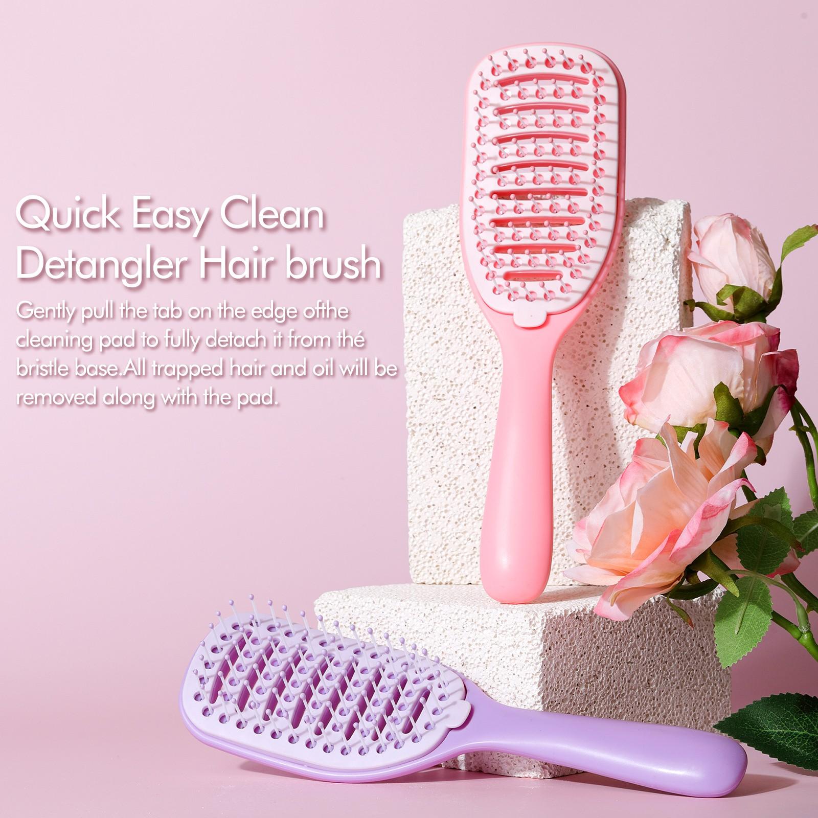 Self-Cleaning Hair Brush, Easy Hair Removal Detangling Comb, Scalp Massage, Anti-Tangle Smoothing Brush for Wet & Dry Hair Care