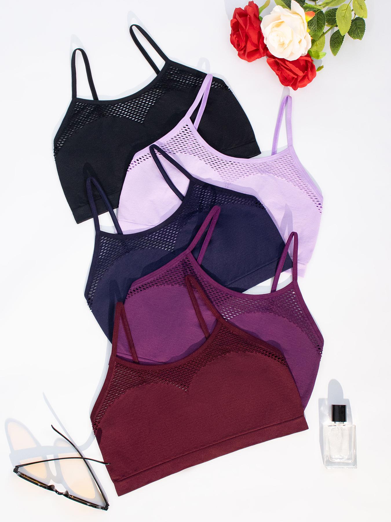 Boho Chic Women's Bras - Openwork Design, Breathable Seamless Adjustable Straps, Summer Wear, Push-Up Minimizer Bras, 5 Pack Value Set SpringStatements