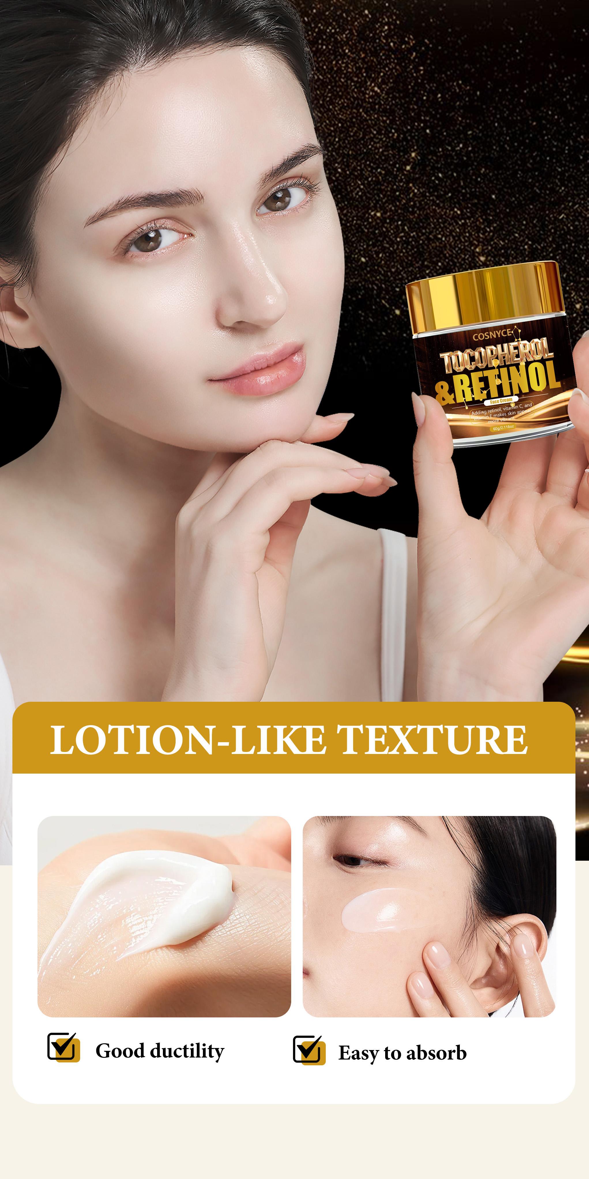 60g Retinol Cream with Vitamin E & C, Smooth Moisturizing, Alcohol-Free, No Fragrance, Non-Greasy, Easy Absorption, Suitable for All Skin Types