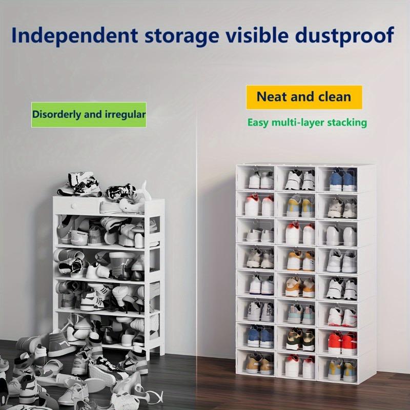 15PCS Large Transparent Shoe Box Shoe Storage Box Stackable Shoe Organizer Space-saving Foldable Shoes for Closets Sneaker Container Storage Box Find Shoe Storage Box in One Second Household New Year New Year Shoe Storage Box