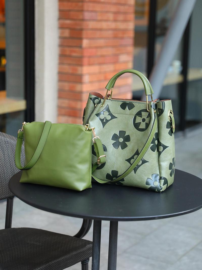 Women's Elegant Floral Embossed Tote Bag, Fashionable Shoulder Bag Set, Versatile Work & Casual Bag, Daily Use Accessory, Elegant Commuter Bag