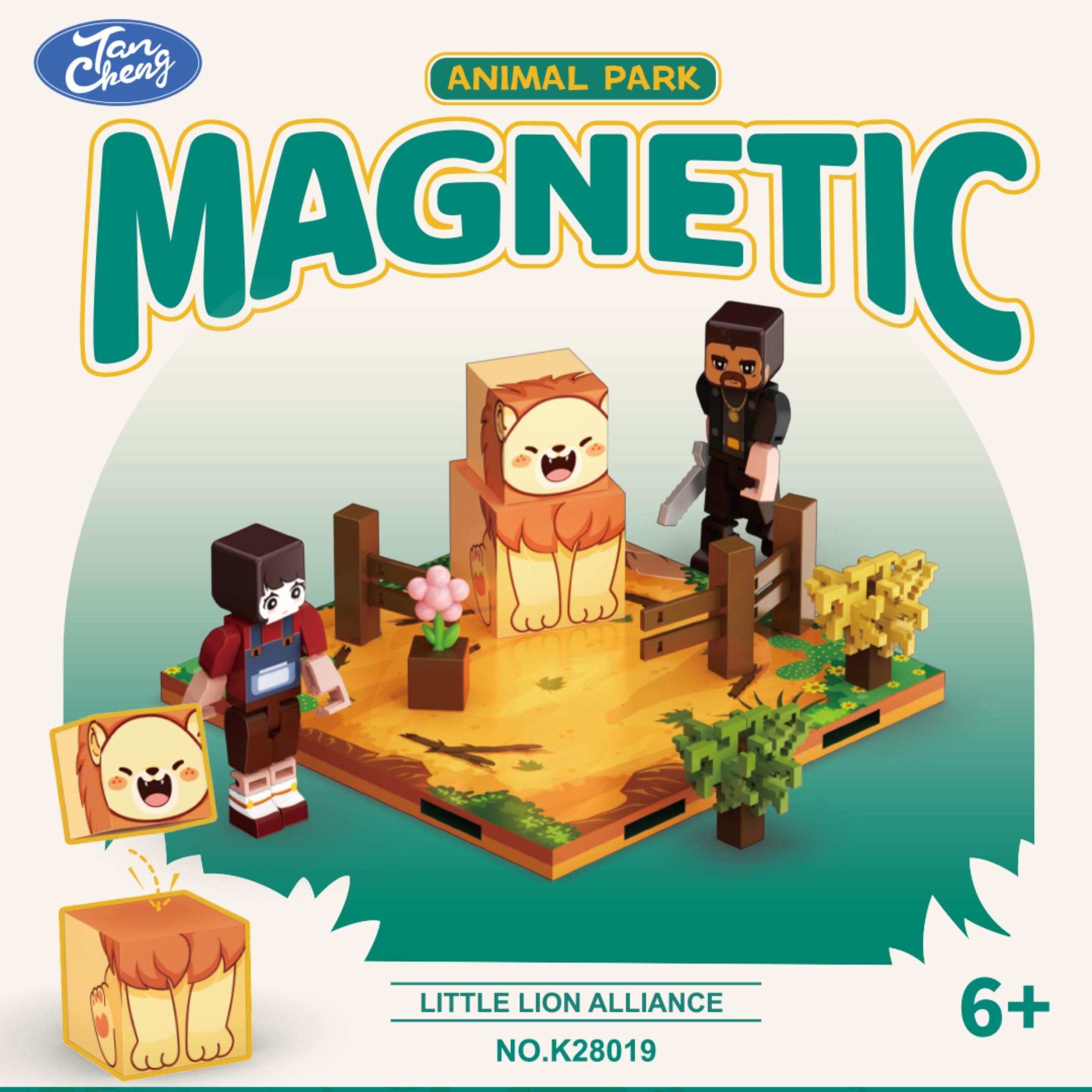 Magnetic Building Blocks Minecraft Lion Scene, DIY Puzzle Toy for Kids, Educational Gift for Boys and Girls, Creative Playset