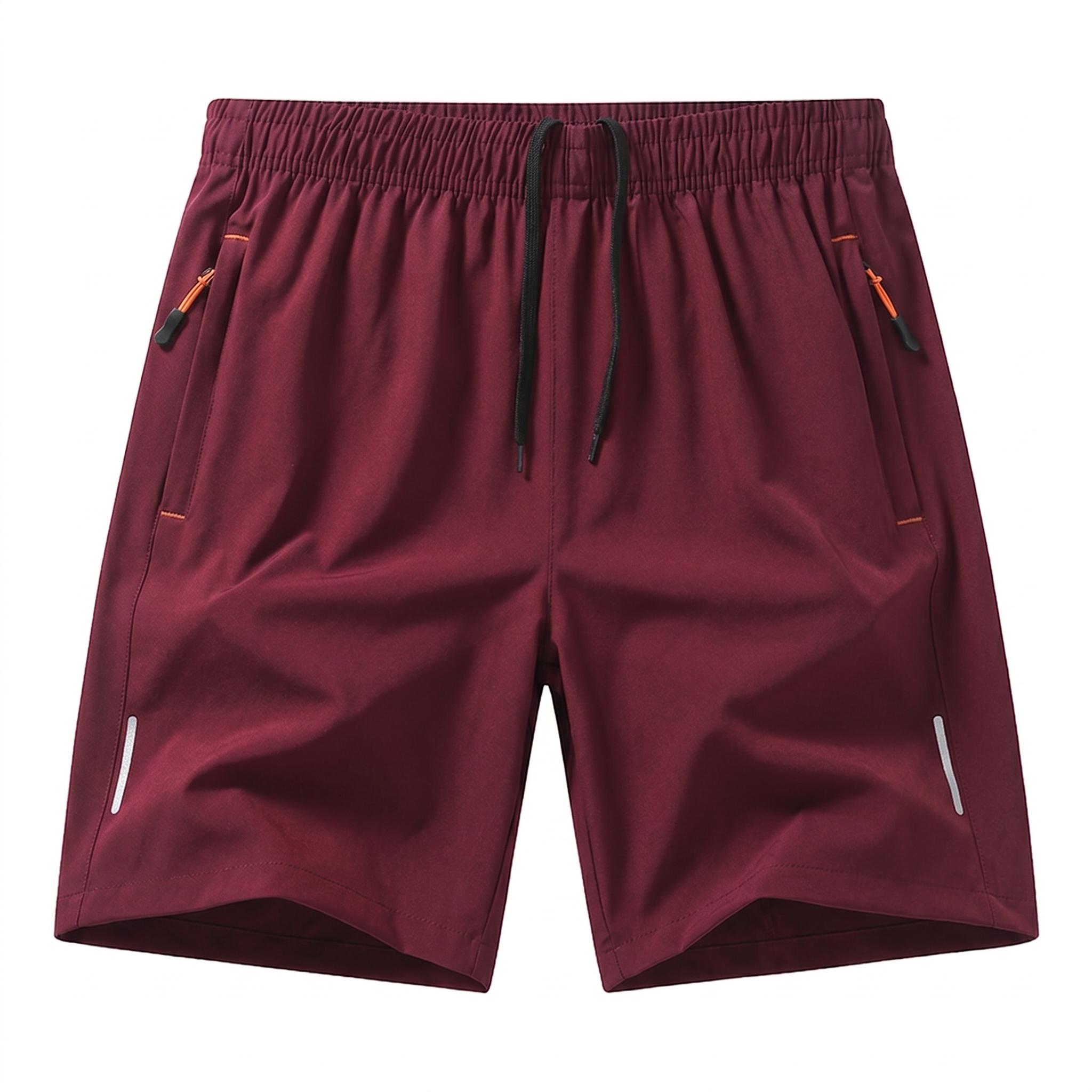 Men's 7-Pack Quick-Dry Athletic Shorts, Loose Fit for Gym & Running with Zipper Pockets, Chafe-Free Fabric and High-Contrast Reflective Bars, Elastic Waist, Activewear With Pockets, Athletic Wear Shorts, Lightweight Breathable Shorts