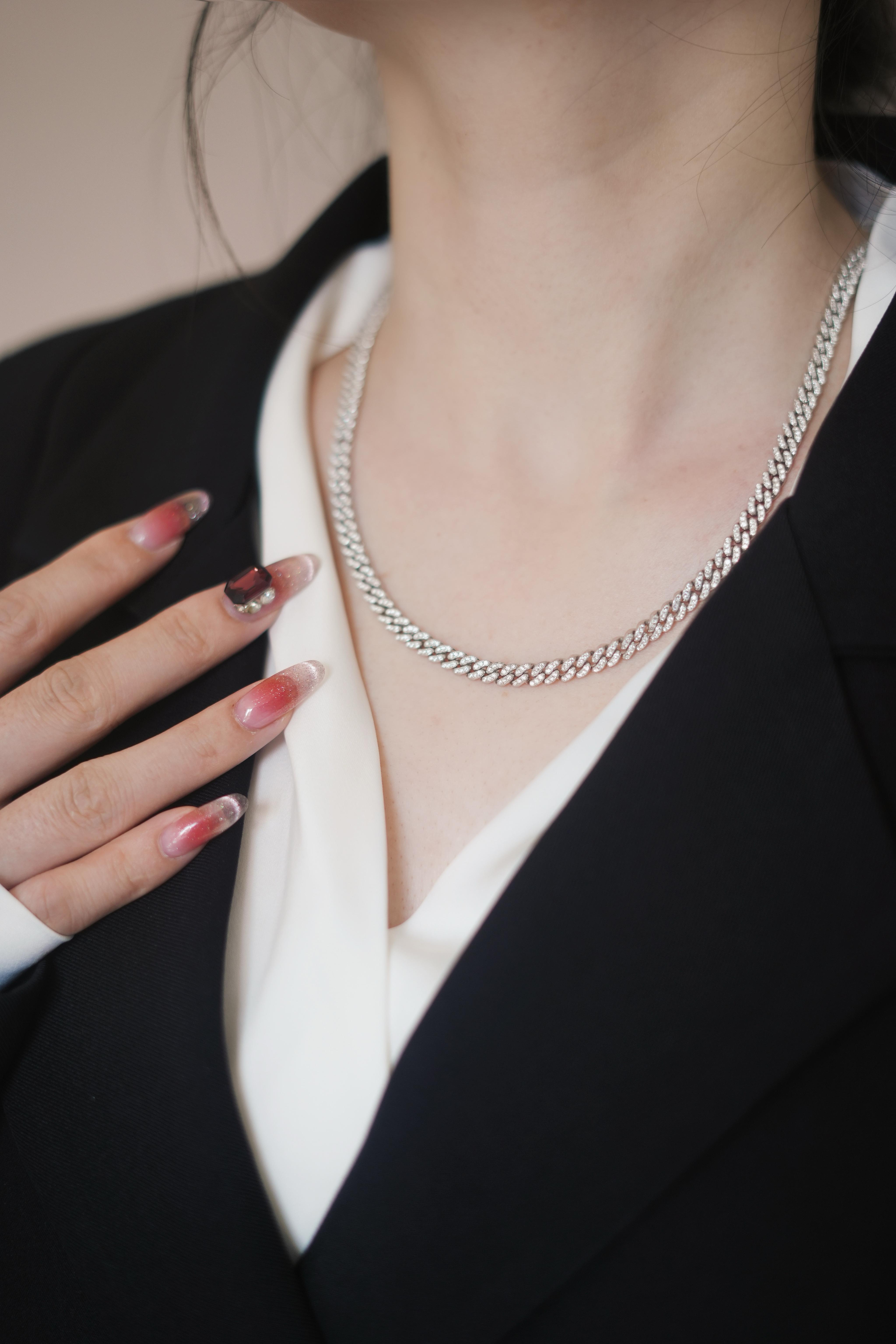 【#355】5mm Synthetic Moissanite Cuban Link Cuban Bracelet and Necklace  Jewelry in 925 Sterling Silver