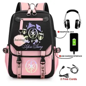 Kawaii Hot Katseye Funny Print Backpacks Sweet Soft Capacity Student Schoolbag College Student Patchwork Laptop Simple Mochilas