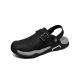 Men's Solid Color Dual-Wear Closed-Toe Perforated Sandals, Adjustable Velcro Non-Slip Beach Shoes, Breathable Outdoor Water-Slippers