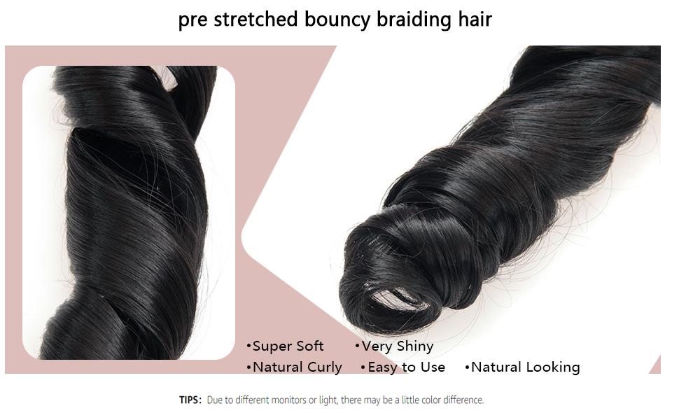 French Curly Braiding Hair 12Inch Loose Wavy 8 Packs #1B Black Bouncy Braiding Hair Extensions  Synthetic French Curl Crochet Hair Extensions for black women（8packs,12Inch)